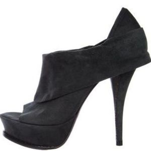 Blue Suede Open Toe Booties -  Elizabeth & James